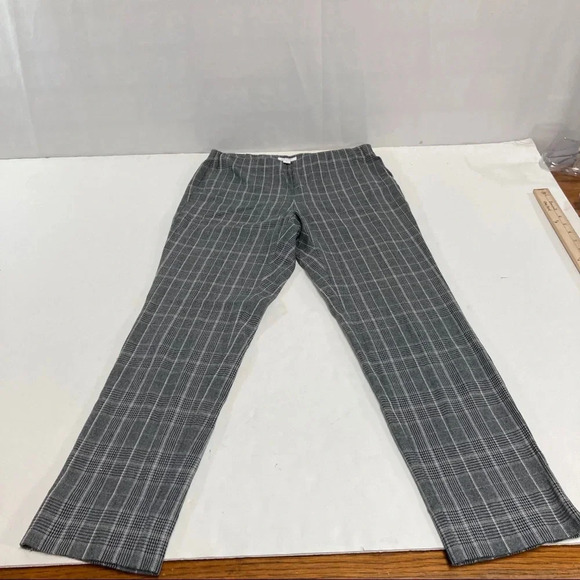 J. Jill Gray Plaid Premium Bi-Stretch Mid Rise Ankle Length Pull-On Pants Sz 4 - Picture 1 of 8